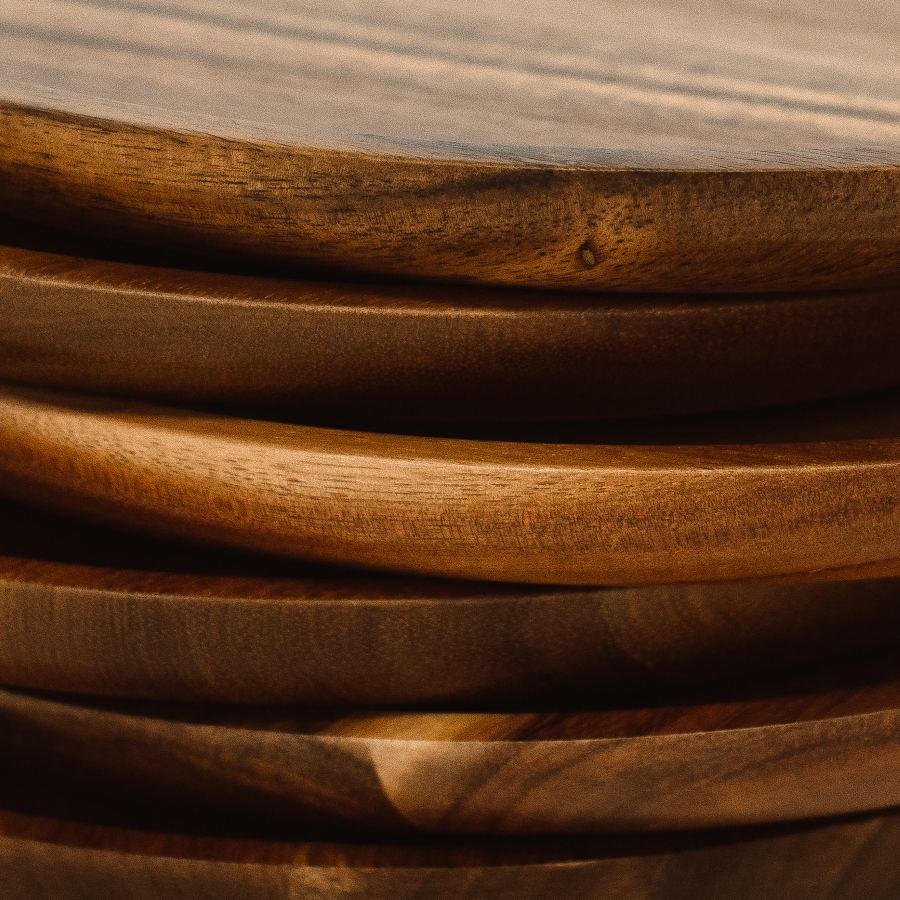 Stacked acacia plates